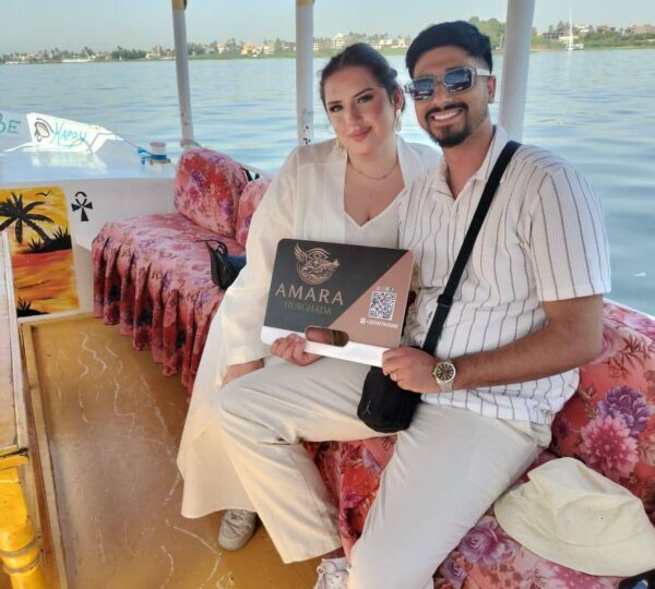 Guests enjoying a traditional Nile boat ride during a private Luxor tour from Hurghada