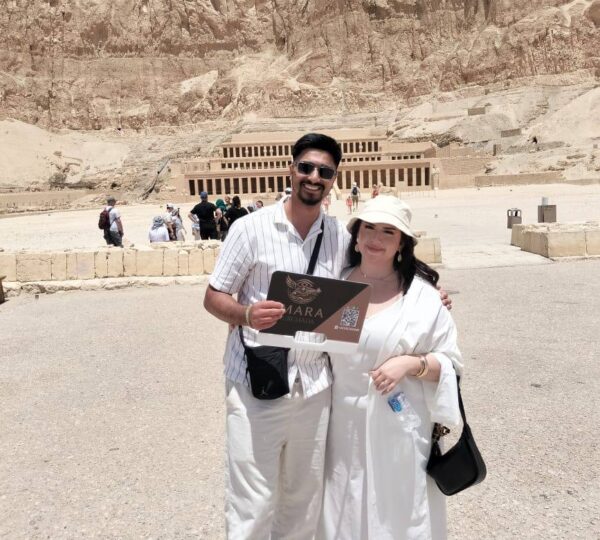 Guests at the Temple of Hatshepsut on a private Luxor day trip from Hurghada